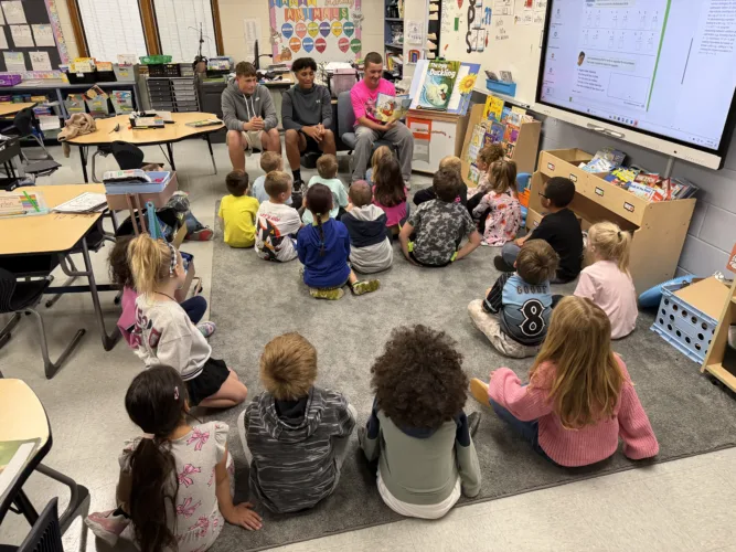Bridgeport first graders get a visit from high school